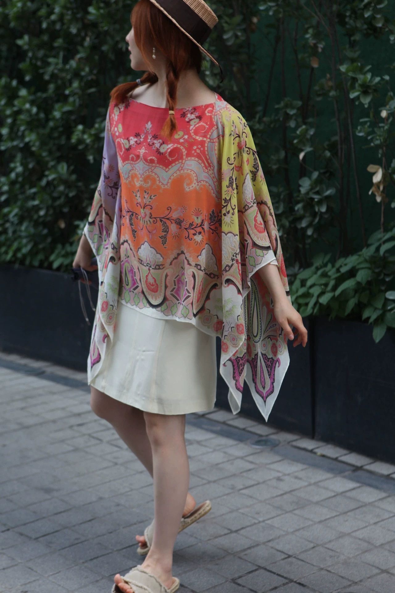 Etro Paisley Print Silk Butterfly Sleeves Top, Women's — image 3 of 6