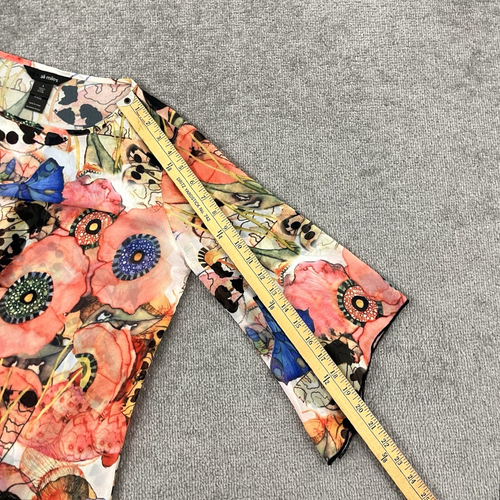 Vintage ALI MILES Shirt Womens Small Wearable Art Abstract Floral Sheer Blouse Flare Top Size S / US 4 / IT 40 - 5 Thumbnail