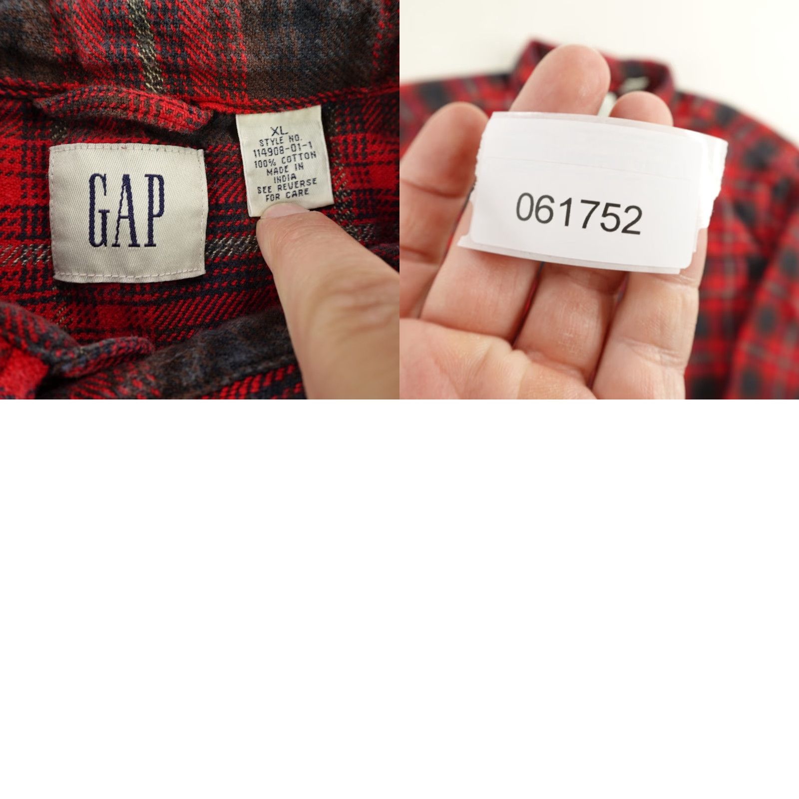 Gap VINTAGE Gap Shirt Mens XL Red Black Plaid Flannel Long Sleeve Button-Up Work Y2K Mens Size US XL / EU 56 / 4 - 8 Thumbnail