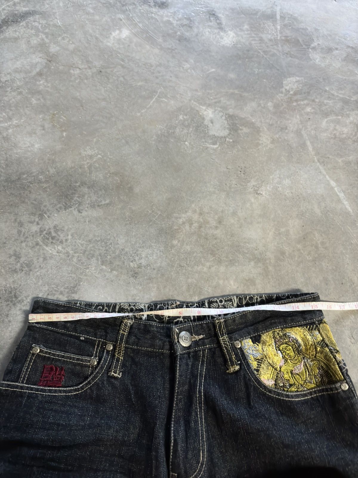 Japanese Brand GUMU buddha hindu japanese denim sukajan karakuri tamashii Size US 30 / EU 46 - 17 Thumbnail