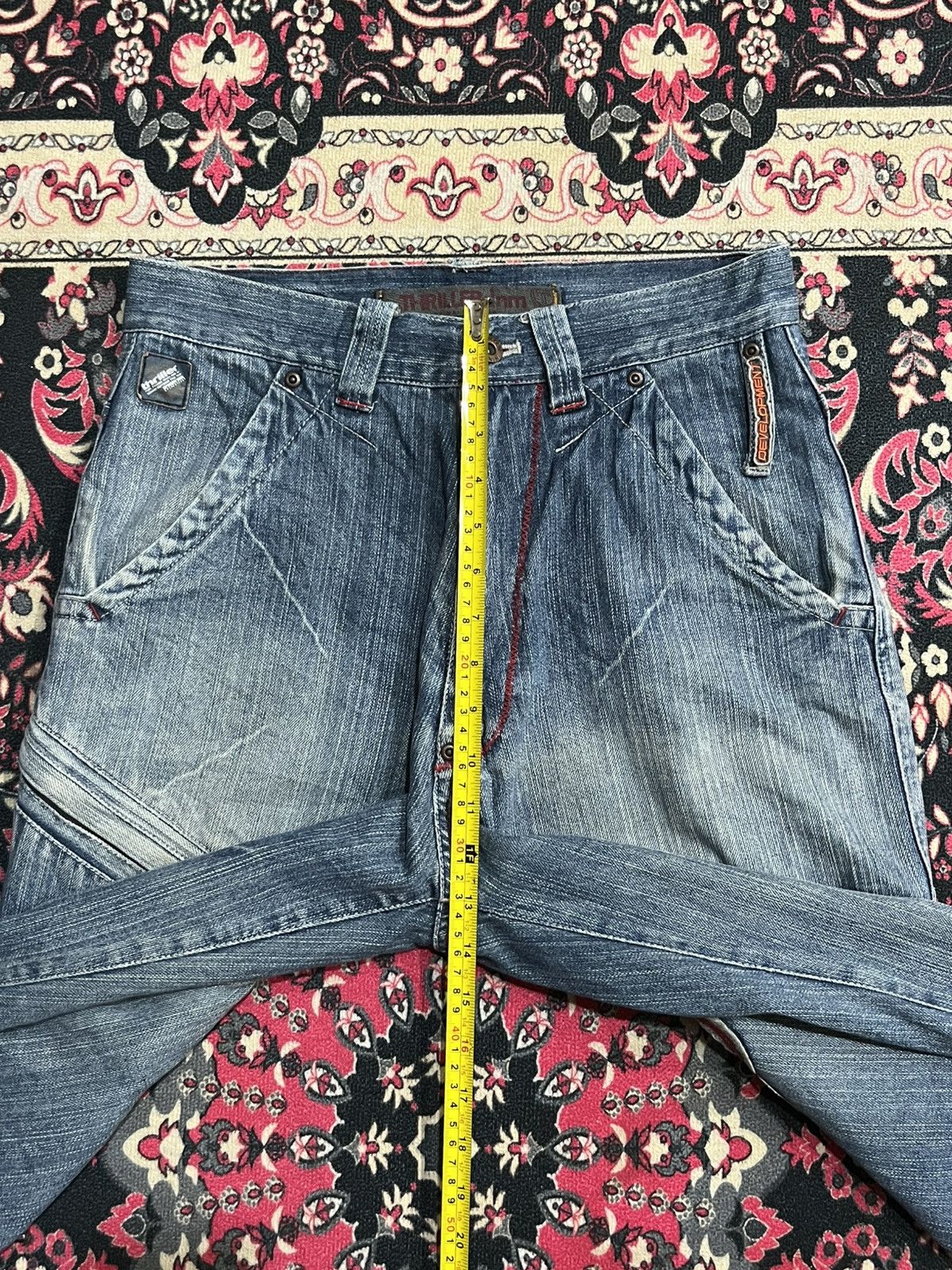 JNCO Thriller Denim Embossed Slogan High Rise Loose Baggy Jeans Size US 30 / EU 46 - 15 Thumbnail