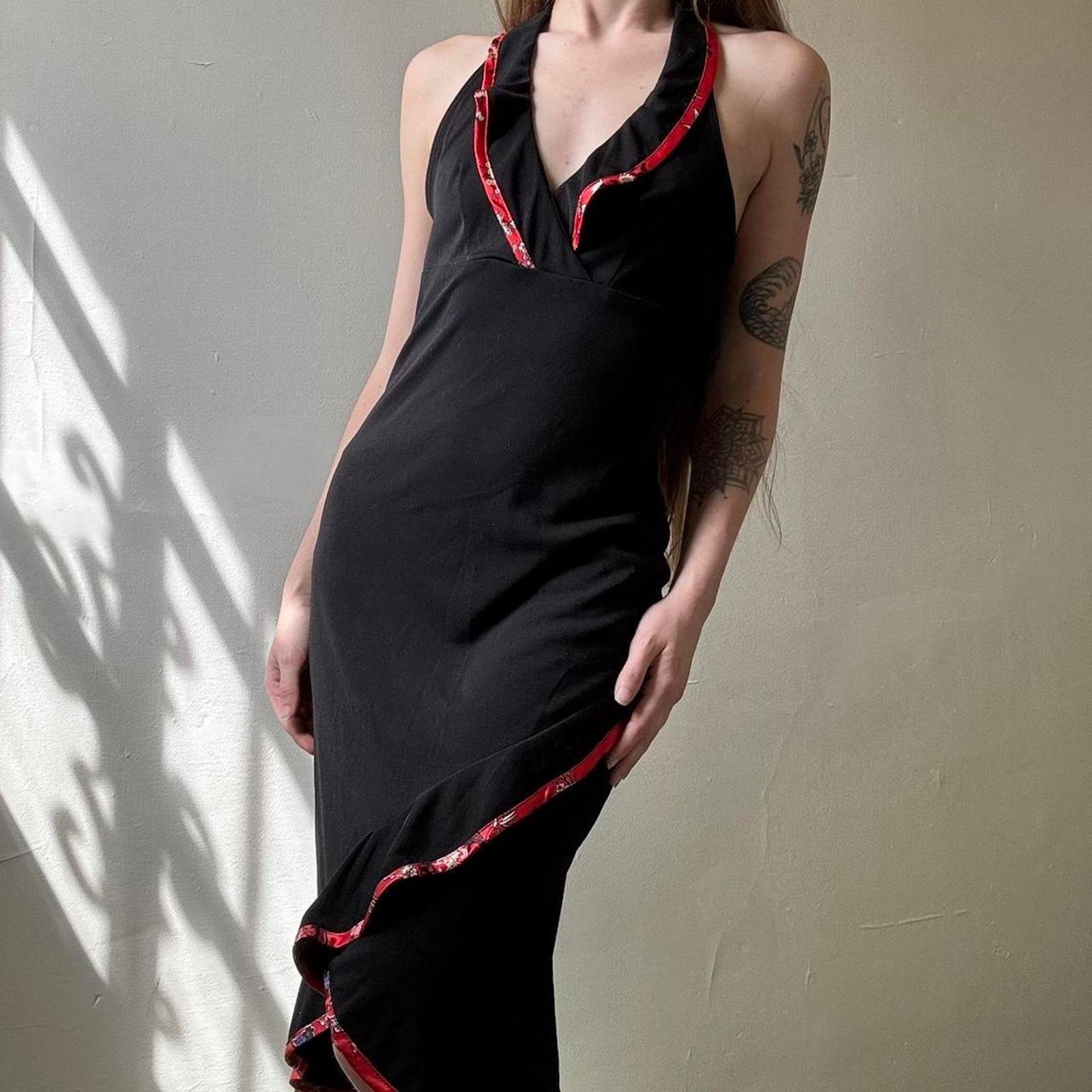 Vintage Vintage Rampage Black Halter Midi Dress Small Y2K Spring Size S / US 4 / IT 40 - 1 Thumbnail