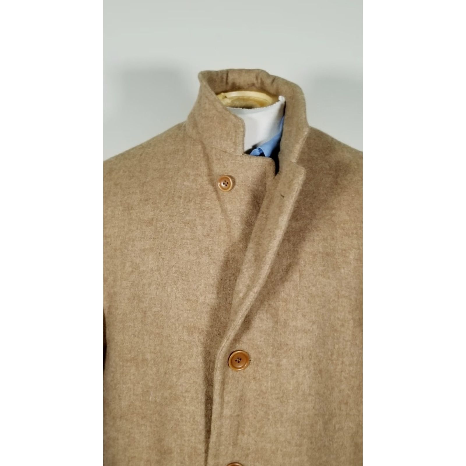 Canali Canali Coat Wool Brown Overcoat 40R Mens Classic Tweed Short 34" Lined Button Beige Tan Vintage No N/A Size US XXS / EU 40 - 2 Thumbnail