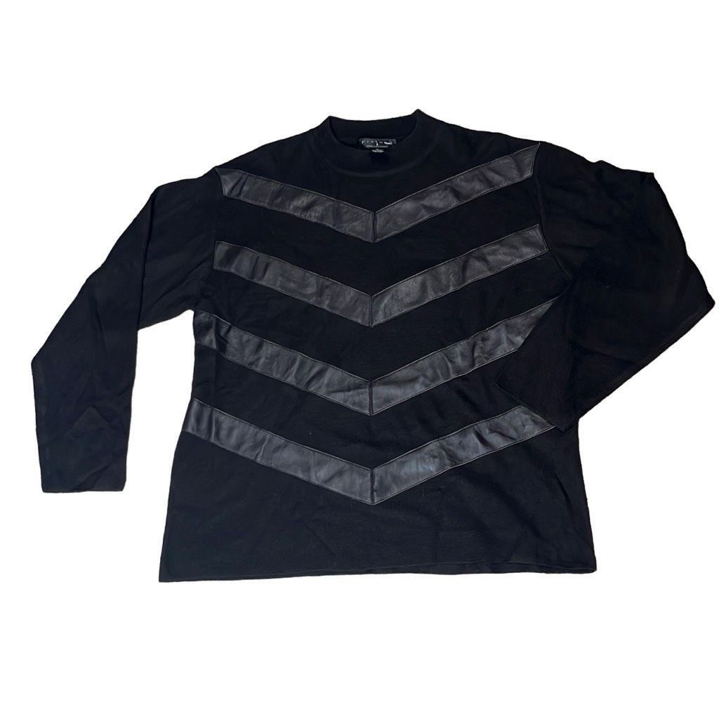 Protege Protégé Collection Mens XL Wool Blend Leather Trim Sweater Size US XL / EU 56 / 4 - 1 Thumbnail