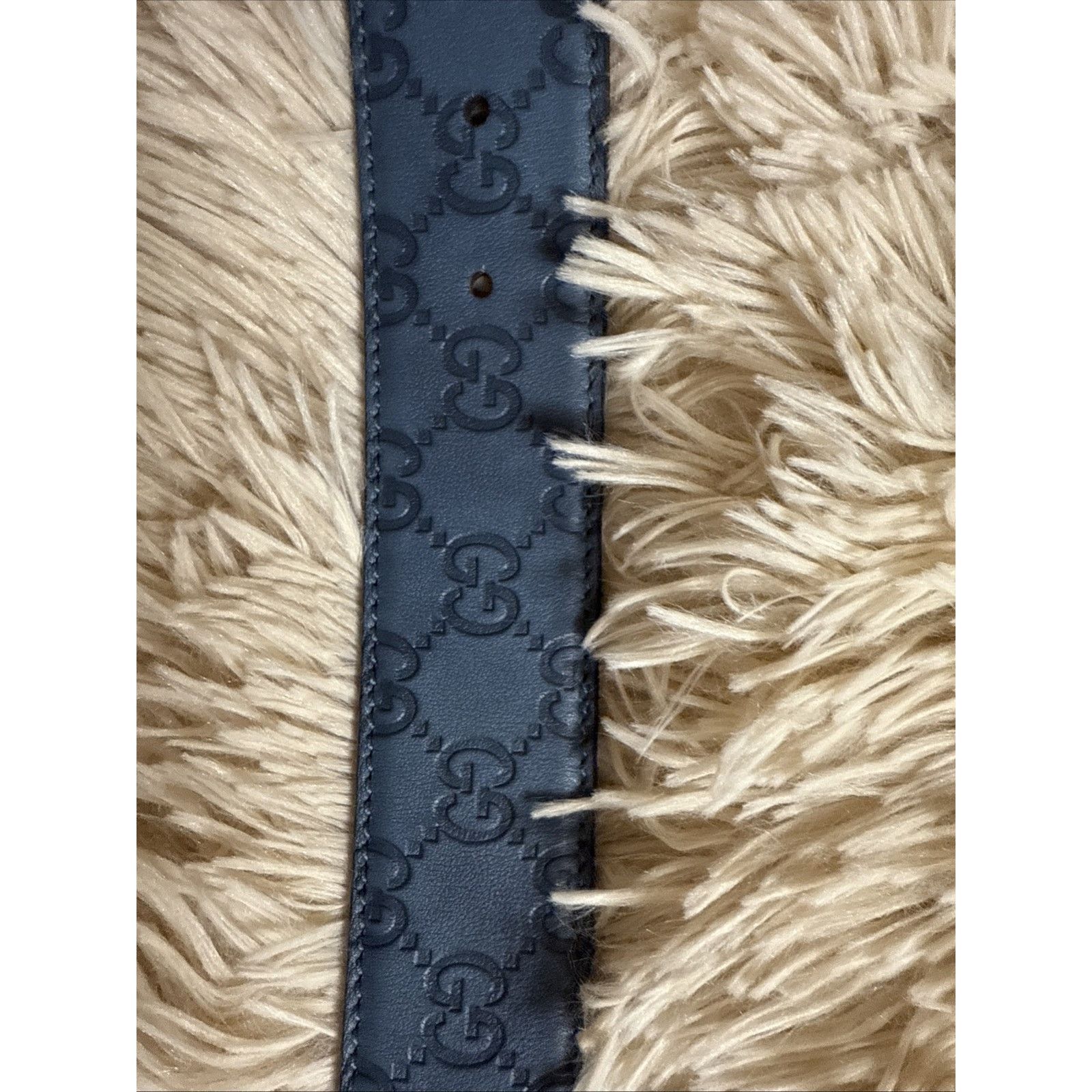 Gucci Men's Gucci Blue GG Supreme Marmont Embossed Leather Belt Size 36 - 7 Thumbnail