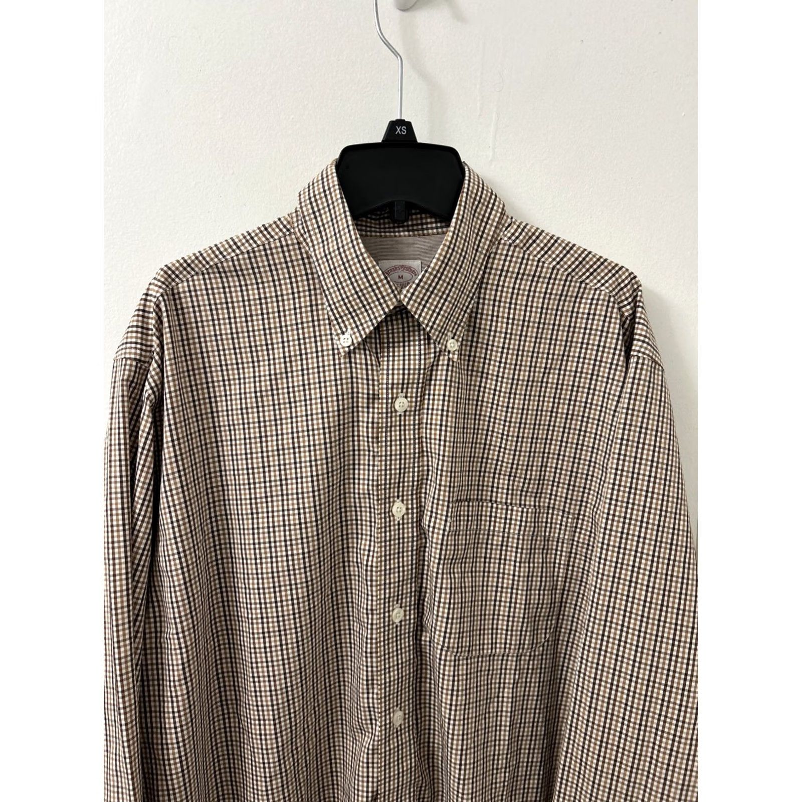 Brooks Brothers Brooks Brothers Original Polo Shirt Mens Medium Brown Plaid Regular Fit Non Iron Shirt Size US M / EU 48-50 / 2 - 2 Thumbnail
