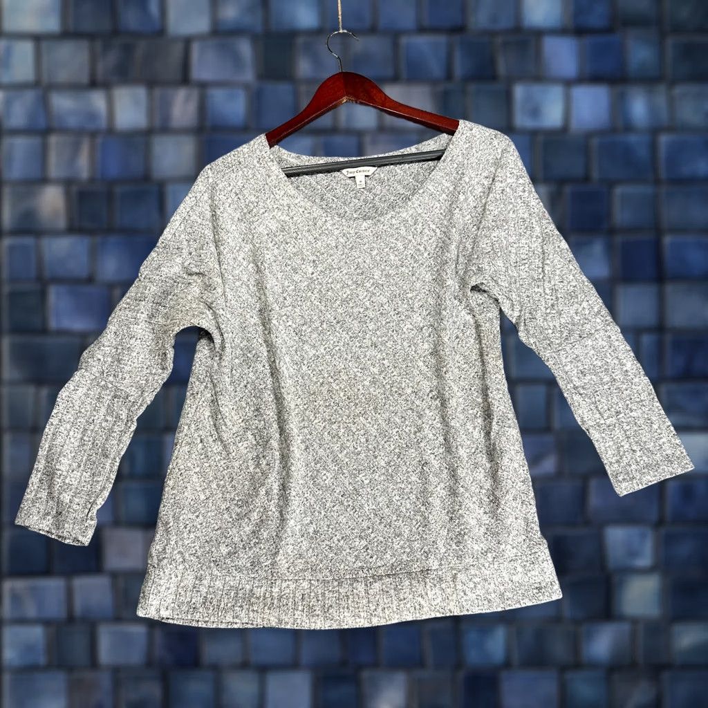 Juicy Couture Juicy Couture Sweater Womens M Gray Knit 3/4 Sleeve Boxy Lagenlook Pullover Cardigan Knitwear Ribbed Hem Regular Fit Size M / US 6-8 / IT 42-44 - 1 Thumbnail