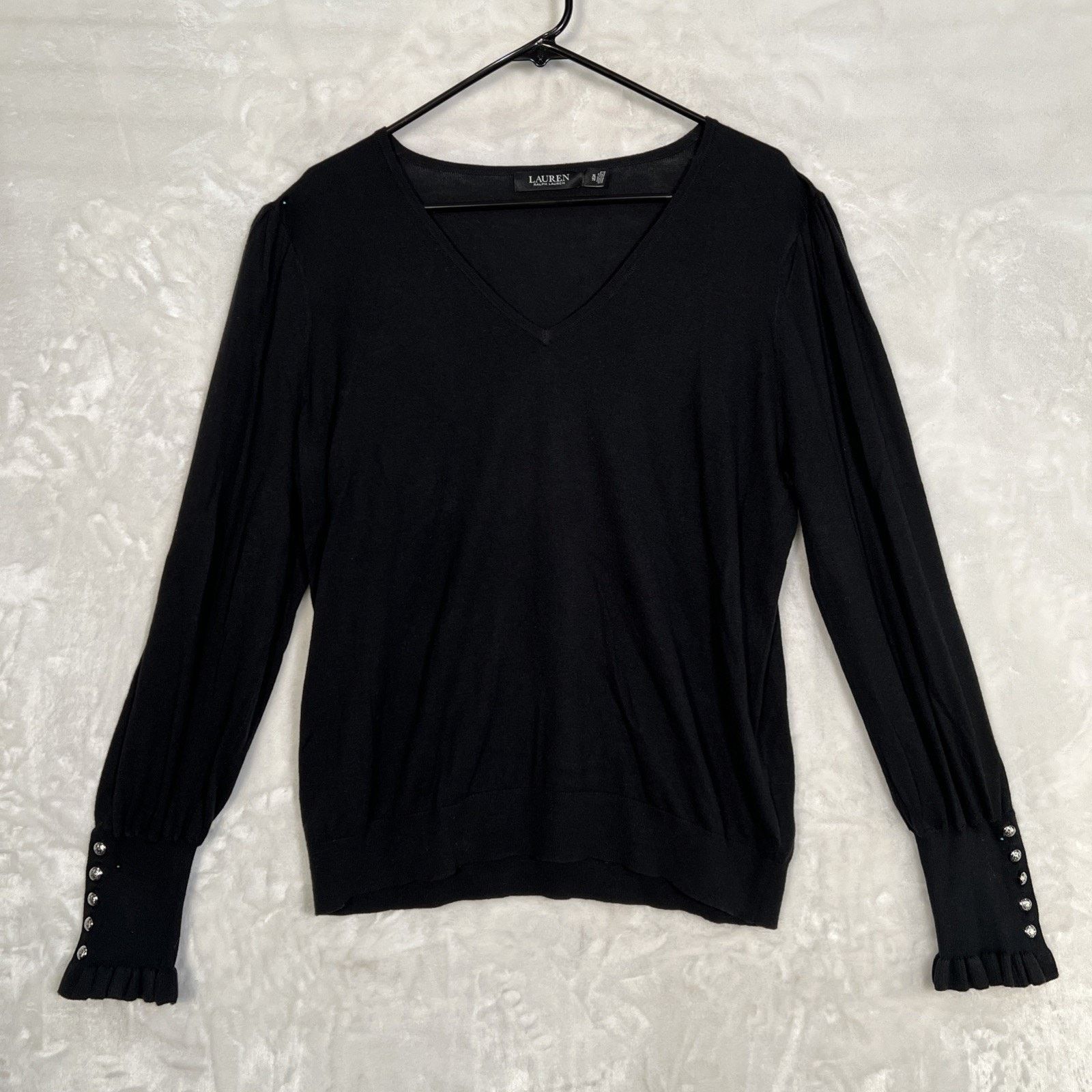 Lauren Ralph Lauren Black Label Ralph Lauren Women's Black Top Silver Buttons Size XL / US 12-14 / IT 48-50 - 1 Thumbnail