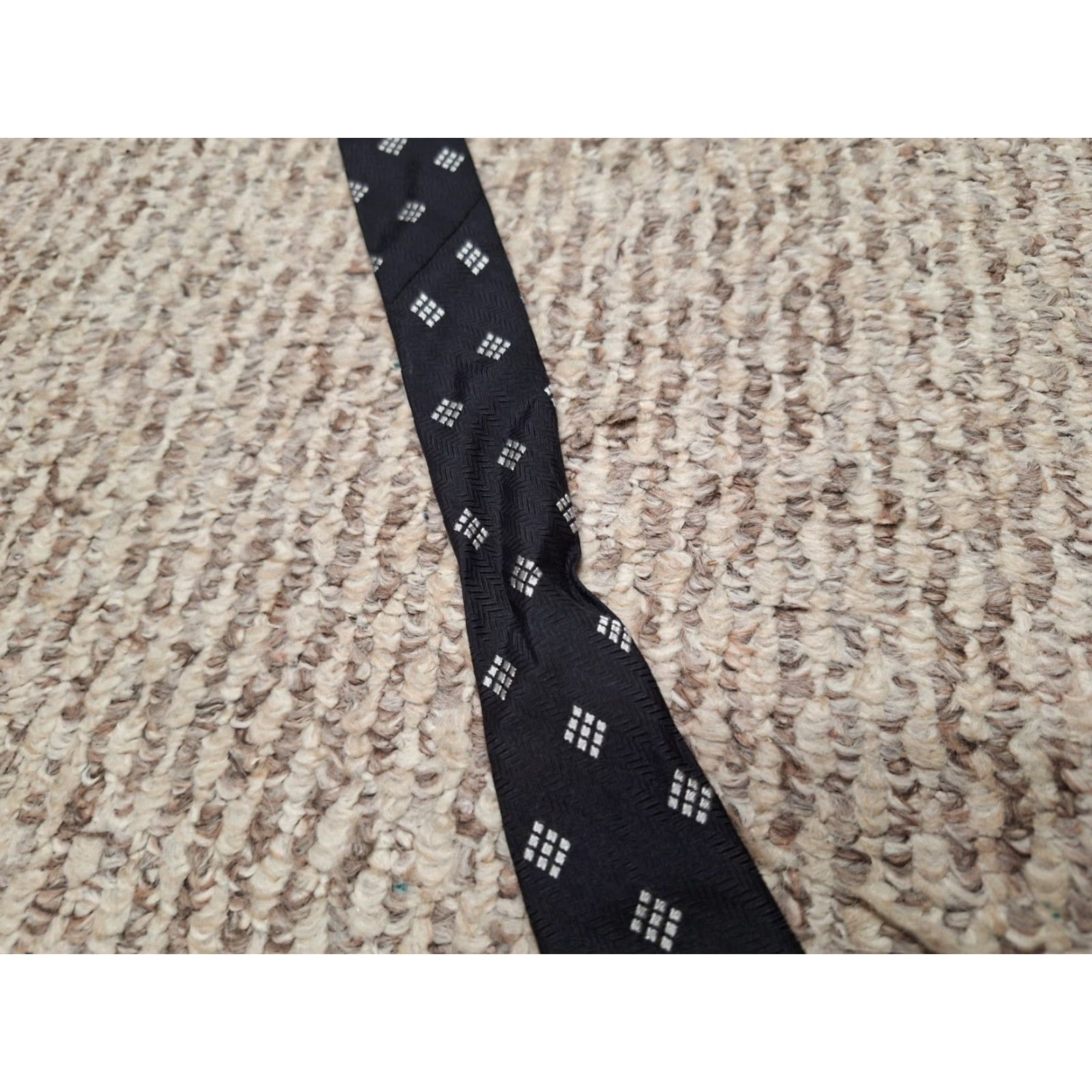 Polo Ralph Lauren VINTAGE Polo Ralph Lauren Tie Black Silver Geometric Hand Made in USA Size US M / EU 48-50 / 2 - 3 Thumbnail