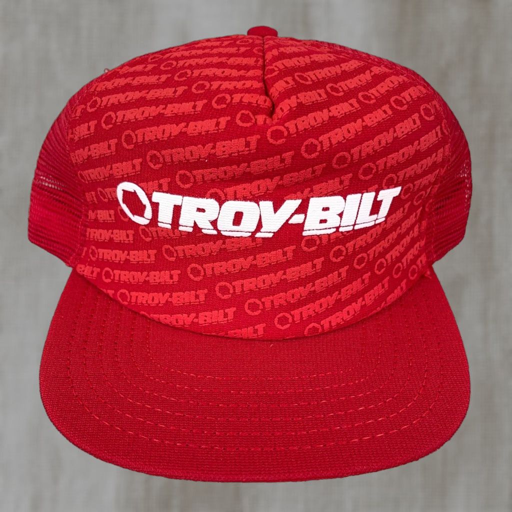 Vintage VINTAGE Unknwon Factory Trucker Hat Cap Made In USA 90s Red Cotton Twill Adjustable Mens Hat Size ONE SIZE - 1 Thumbnail