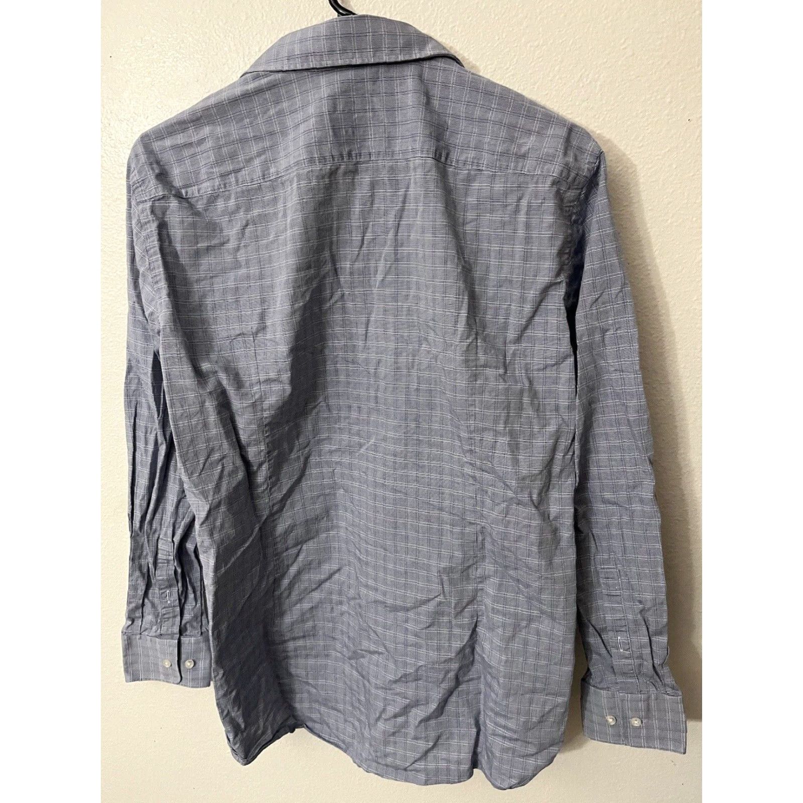 Hugo Boss HUGO BOSS Shirt Mens Large Sharp Fit Blue Plaid Dress Shirt Cotton Size 42R - 2 Thumbnail