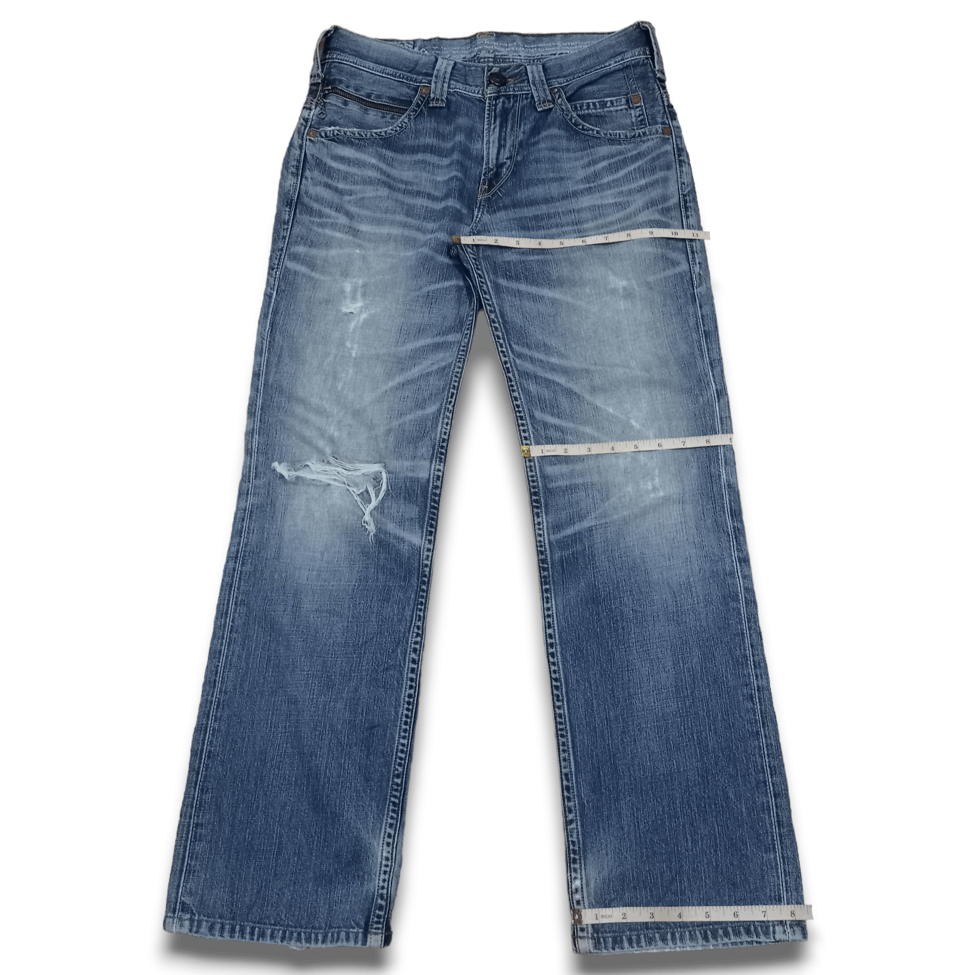 Levi's Vintage 90s Levis 502 Blue Wash Studded Baggy Jeans 32x30 Size US 32 / EU 48 - 11 Thumbnail