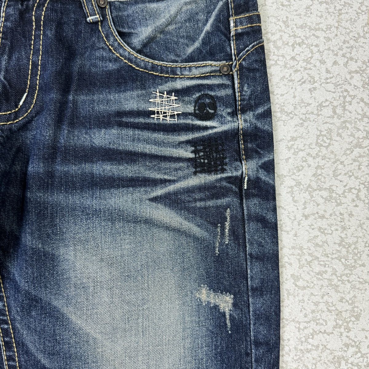If Six Was Nine Skull - Lolita Washed Hippie Blue Jeans Size US 32 / EU 48 - 5 Thumbnail