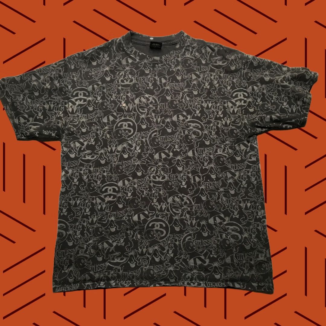 Vintage Stussy Shirt Mens Large Black All Over Graphic Print Tee Streetwear 2000s Skate Crew Neck Short Sleeve Womens? Size US L / EU 52-54 / 3 - 1 Thumbnail