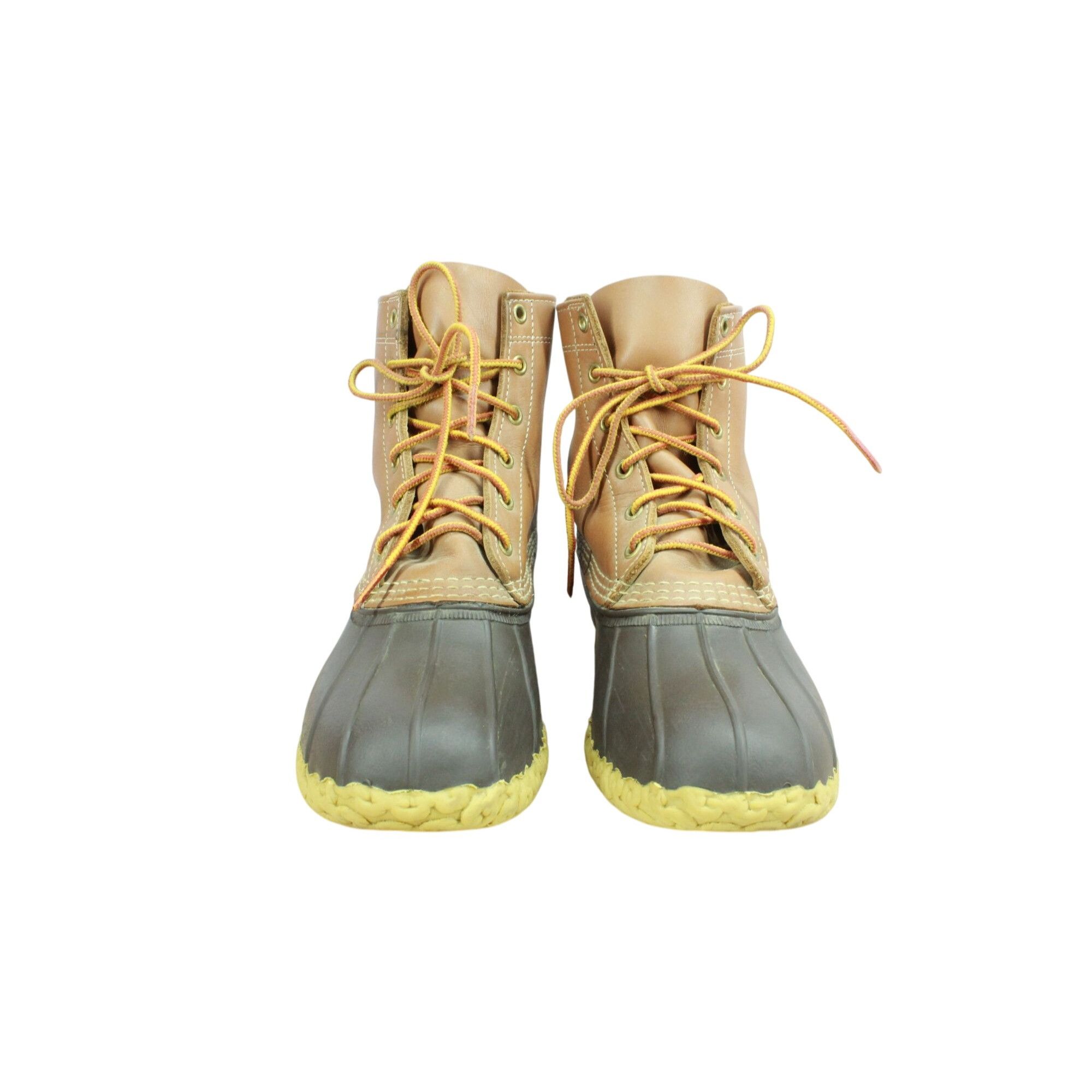 Leather LL Bean Women's Leather 8" Lace Up Unlined Ankle Duck Boots Size US 10 / IT 40 - 4 Thumbnail
