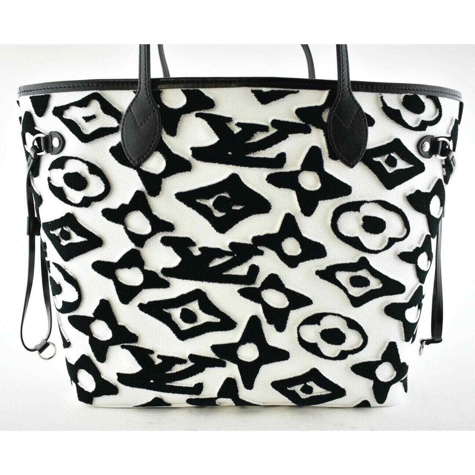 Louis Vuitton Louis Vuitton Neverfull Black White Handle Shoulder Bag Size ONE SIZE - 9 Thumbnail