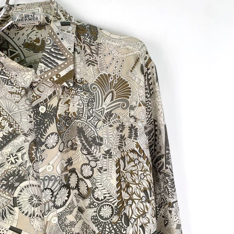 Hermes Hermes Colorful Print Silk Long Sleeve Shirt-2506 Size US L / EU 52-54 / 3 - 3 Thumbnail