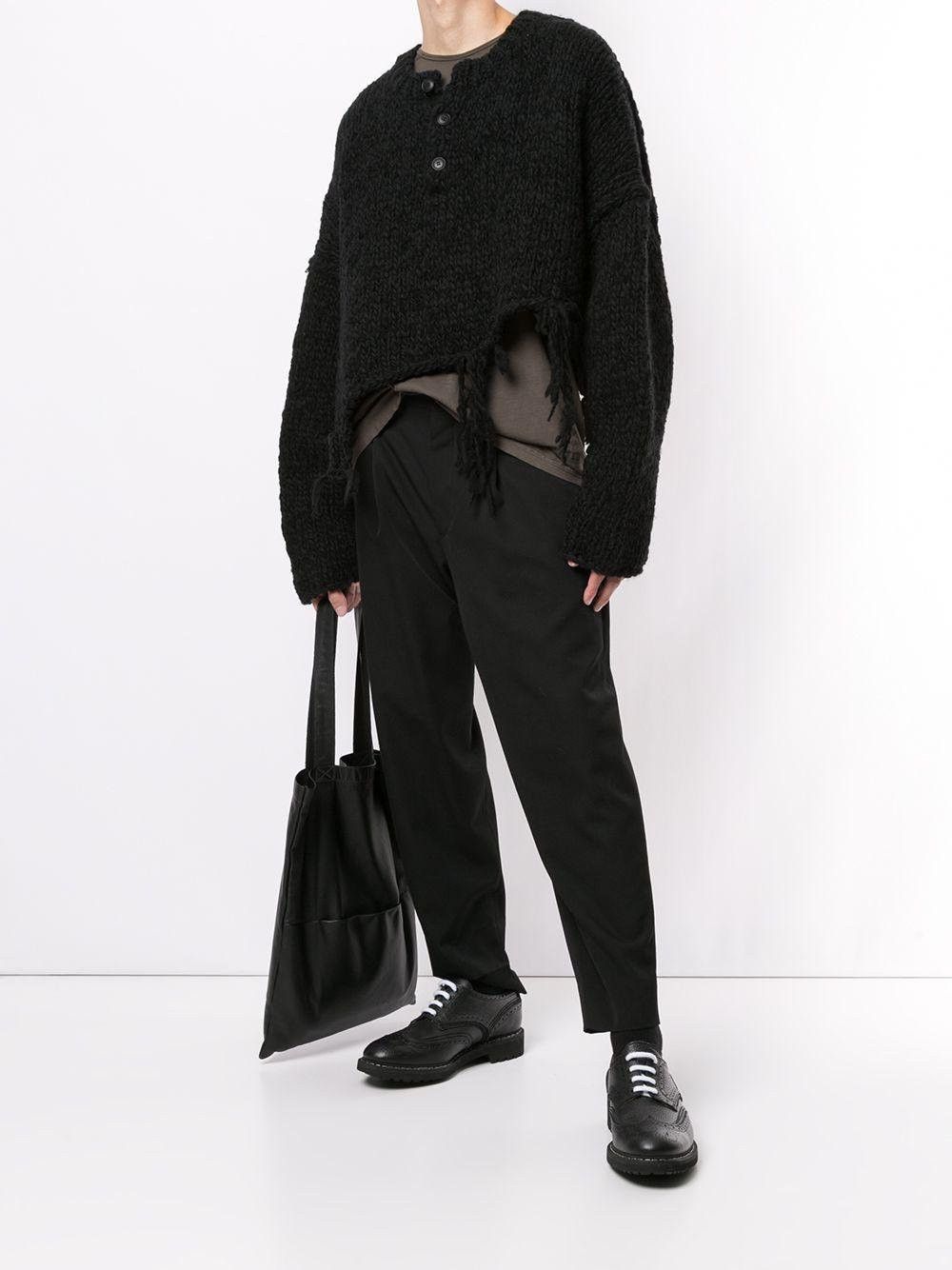 Yohji Yamamoto AW20 Distressed Henley Knit Size US L / EU 52-54 / 3 - 2 Thumbnail