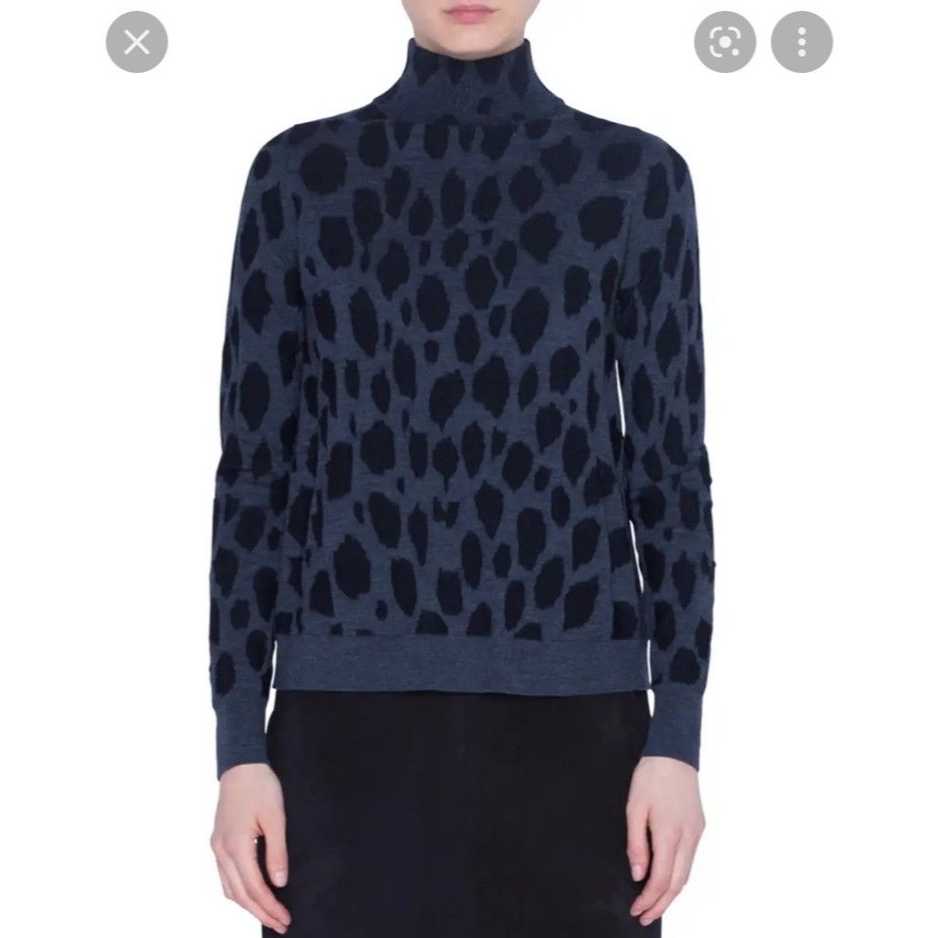 Akris $695 NWT Akris Punto 4 Animal Dot Jacquard Sweater Wool Pull Size S / US 4 / IT 40 - 2 Thumbnail