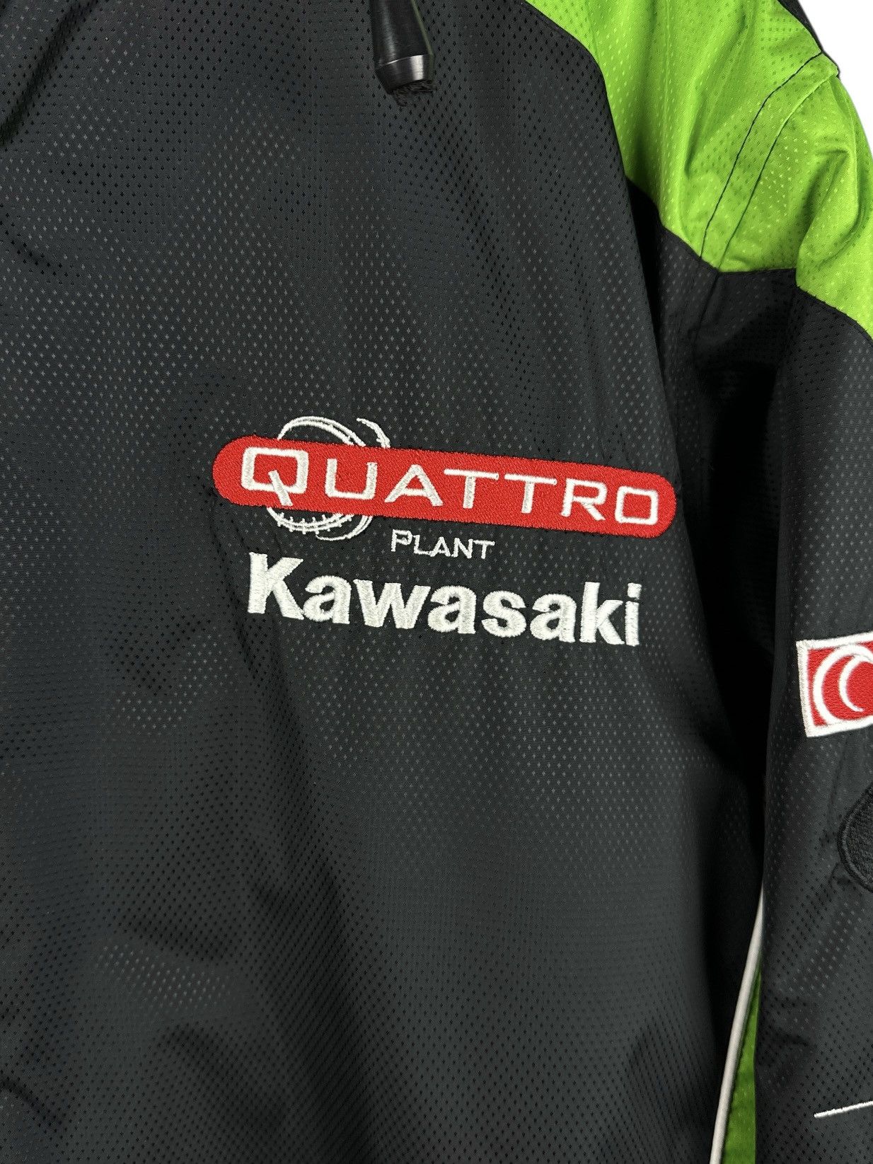 Vintage Kawasaki Quattro Plant Clinton Racing Jacket Full Zip Hooded Size US XS / EU 42 / 0 - 5 Thumbnail