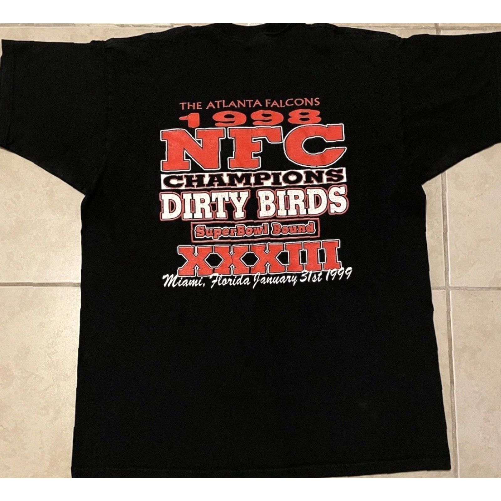Vintage VINTAGE Atlanta Falcons We Ain’t Falcon Around Faded Super Bowl Shirt XL Black Mens T-Shirt All Over Print 90s Football Joke Swag Size US XL / EU 56 / 4 - 2 Thumbnail
