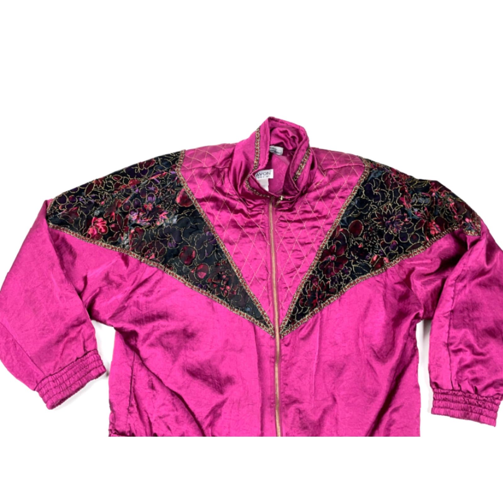 Vintage VINTAGE Lavon 90s Windbreaker Jacket Women's Large Pink Floral Quilted Lightweight Full-Zip Retro Size L / US 10 / IT 46 - 3 Thumbnail