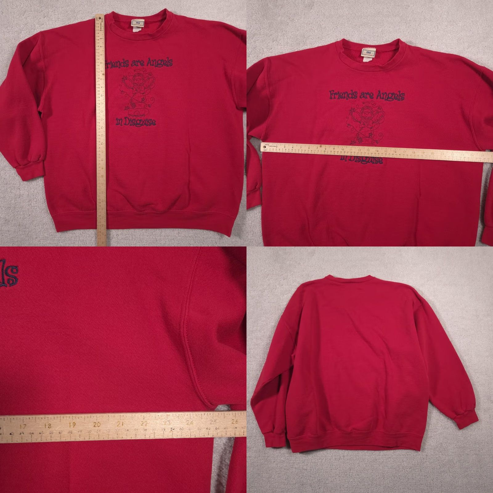 Lee Lee Sweatshirt Mens XL Red Friends Angels In Disguise Graphic Fleece Pullover Size US XL / EU 56 / 4 - 8 Thumbnail