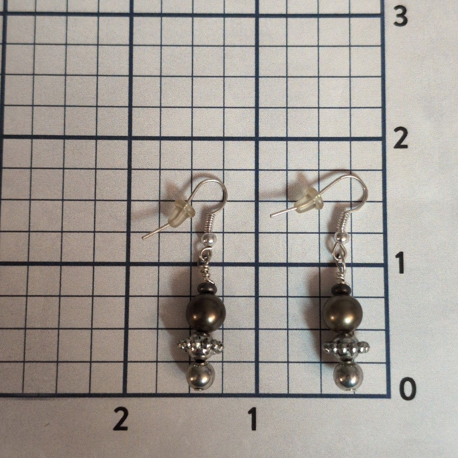 Vintage VTG 1980 Silver-Tone & Bronze Beaded Dangle Pierced Earrings Size ONE SIZE - 5 Thumbnail