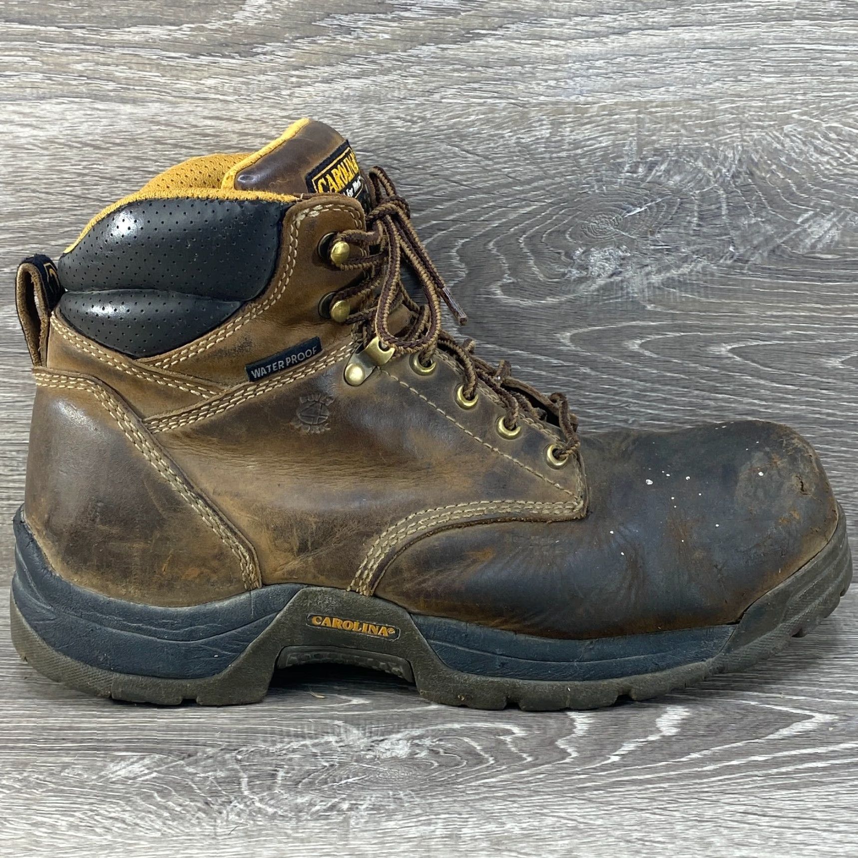 Vintage Carolina Work Boots Mens 12 4E Waterproof Comp Toe Bruno Brown Leather Lace Up Size US 12 / EU 45 - 2 Thumbnail