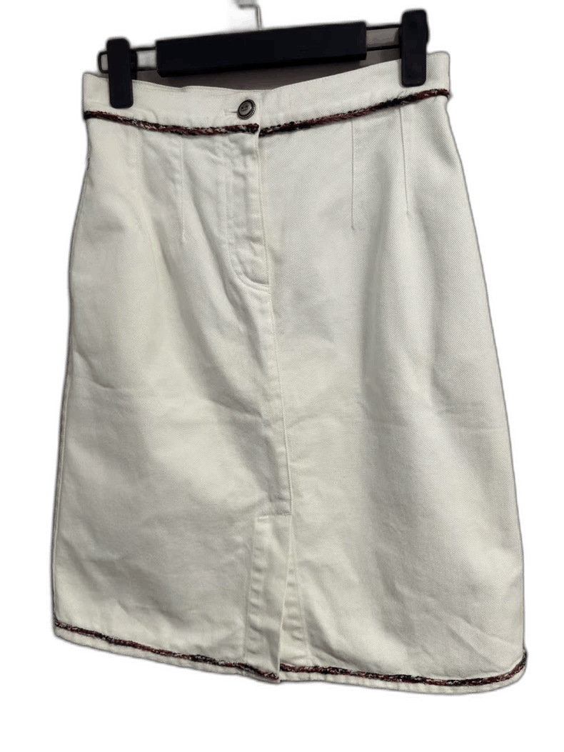 Chanel Chanel White Denim Mini Skirt -2505 Size US 38 / EU 54 - 1 Thumbnail