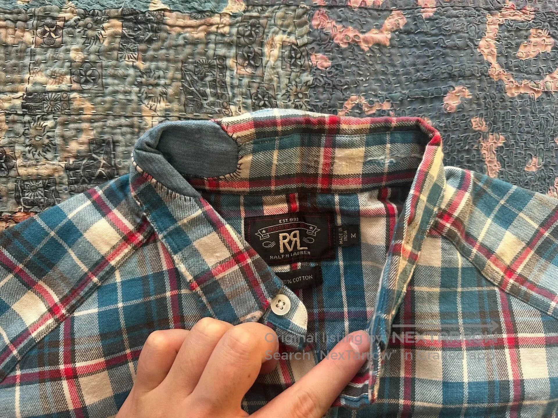 RRL Ralph Lauren vintage plaid patchwork work shirt. Size US M / EU 48-50 / 2 - 3 Thumbnail