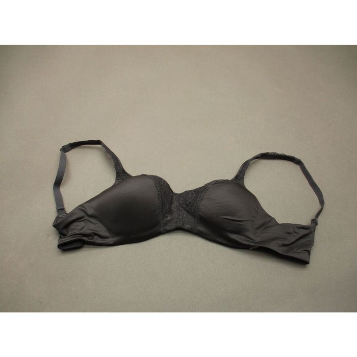 Vintage 32D BALI Womens Black Lined Wireless Back Closure Mastectomy Bra 7D