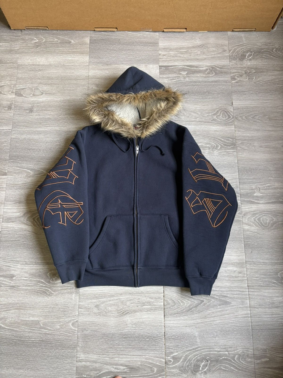 Supreme Supreme Faux Fur Hoodie Navy FW25 Size US S / EU 44-46 / 1 - 3 Thumbnail