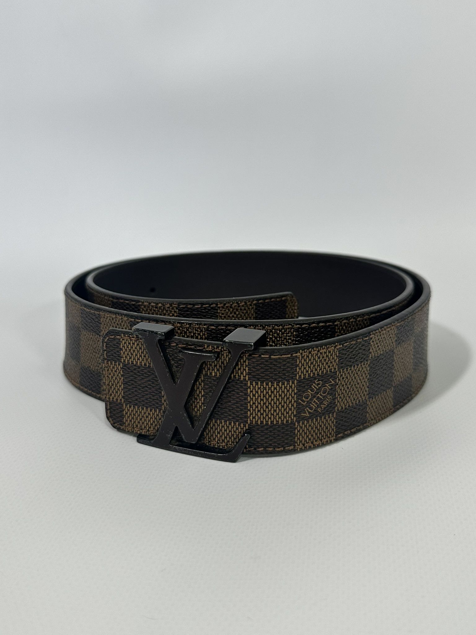 Louis Vuitton Belt Ebene Damier LV Initiales Buckle Brown