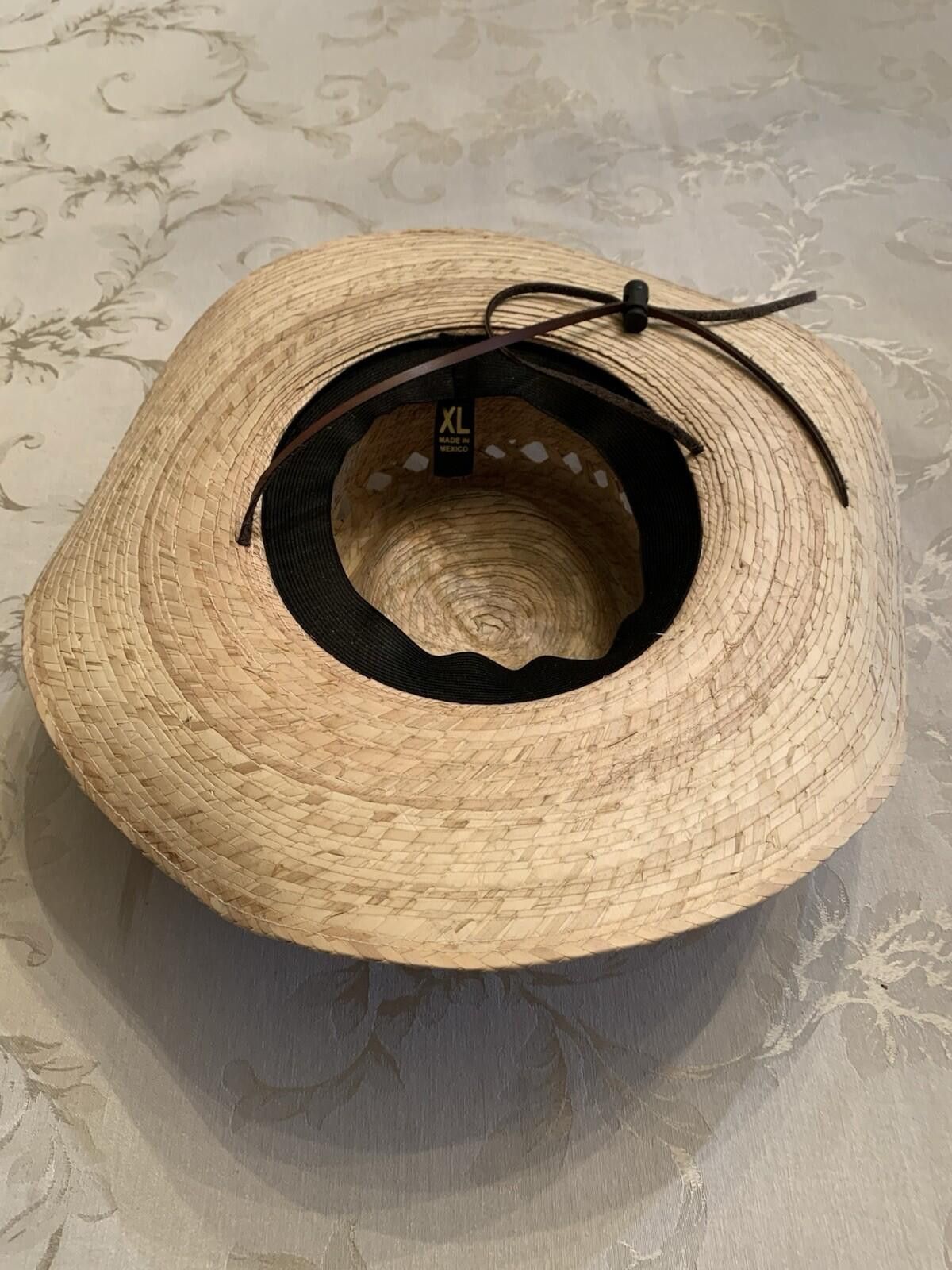 The Unbranded Brand XL Palm Braid Large Brim Gambler Sun Hat w/ Chin Strap Size ONE SIZE - 2 Thumbnail