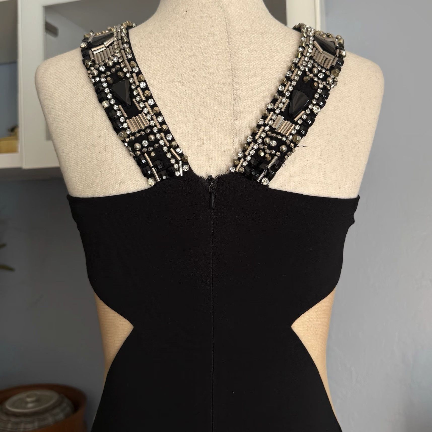 Vintage Sherri Hill Maxi Dress Black Beaded Neck Collar Gown 0 Sud Prom Women's Vintage Style Size XS / US 0-2 / IT 36-38 - 7 Thumbnail