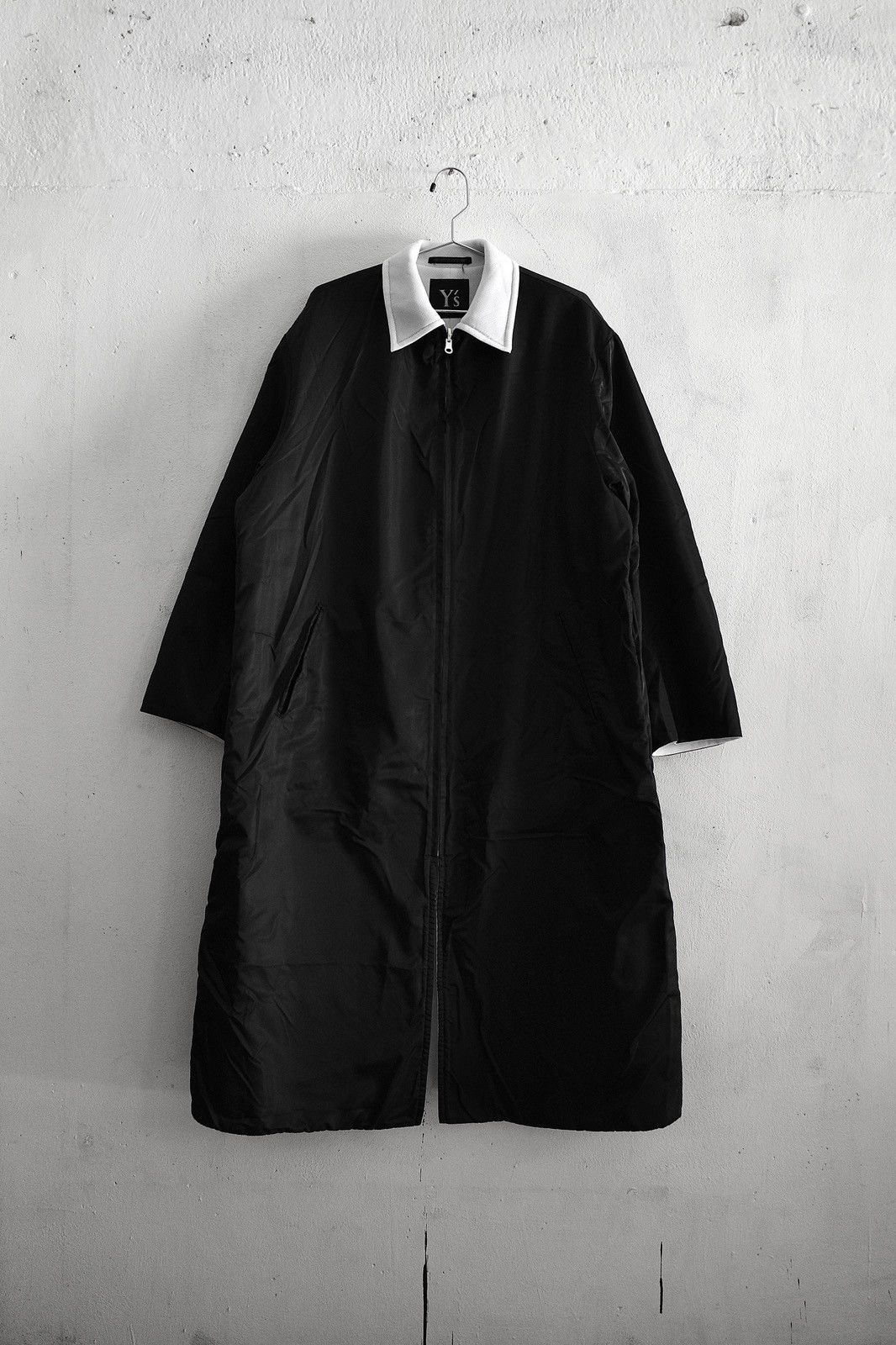 Vintage Double Faced Long Jacket Trench Coat Black White