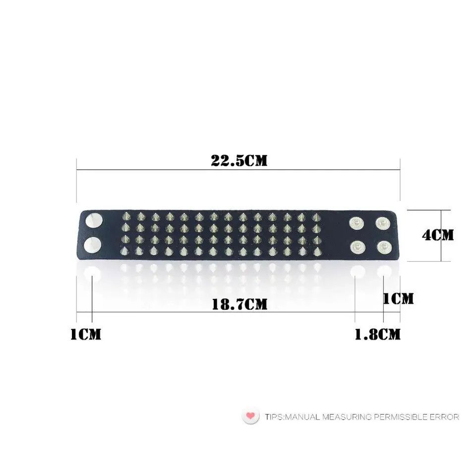 Designer × Leather Cuspidal Spikes Rivet Stud Leather Punk Gothic Bracelet Size ONE SIZE - 5 Thumbnail