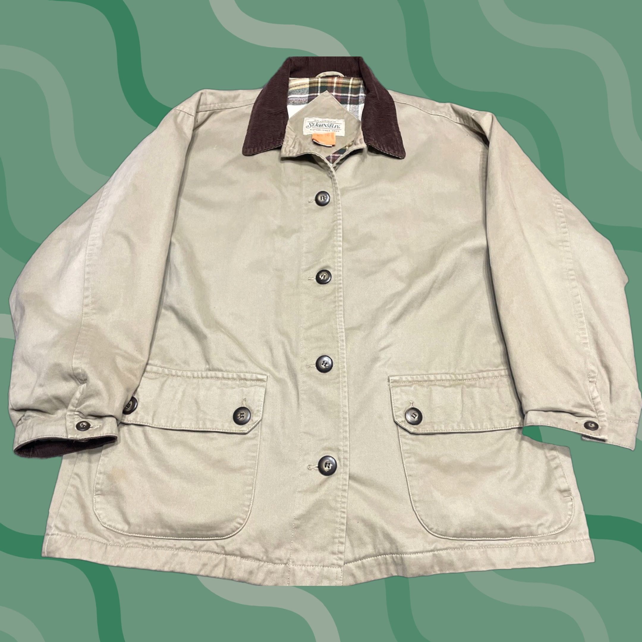 Vintage VTG Chore Coat Jacket Mens L Corduroy Collar Brown Denim Cotton 90s Grunge Southwestern USA Manisha Size US L / EU 52-54 / 3 - 1 Thumbnail
