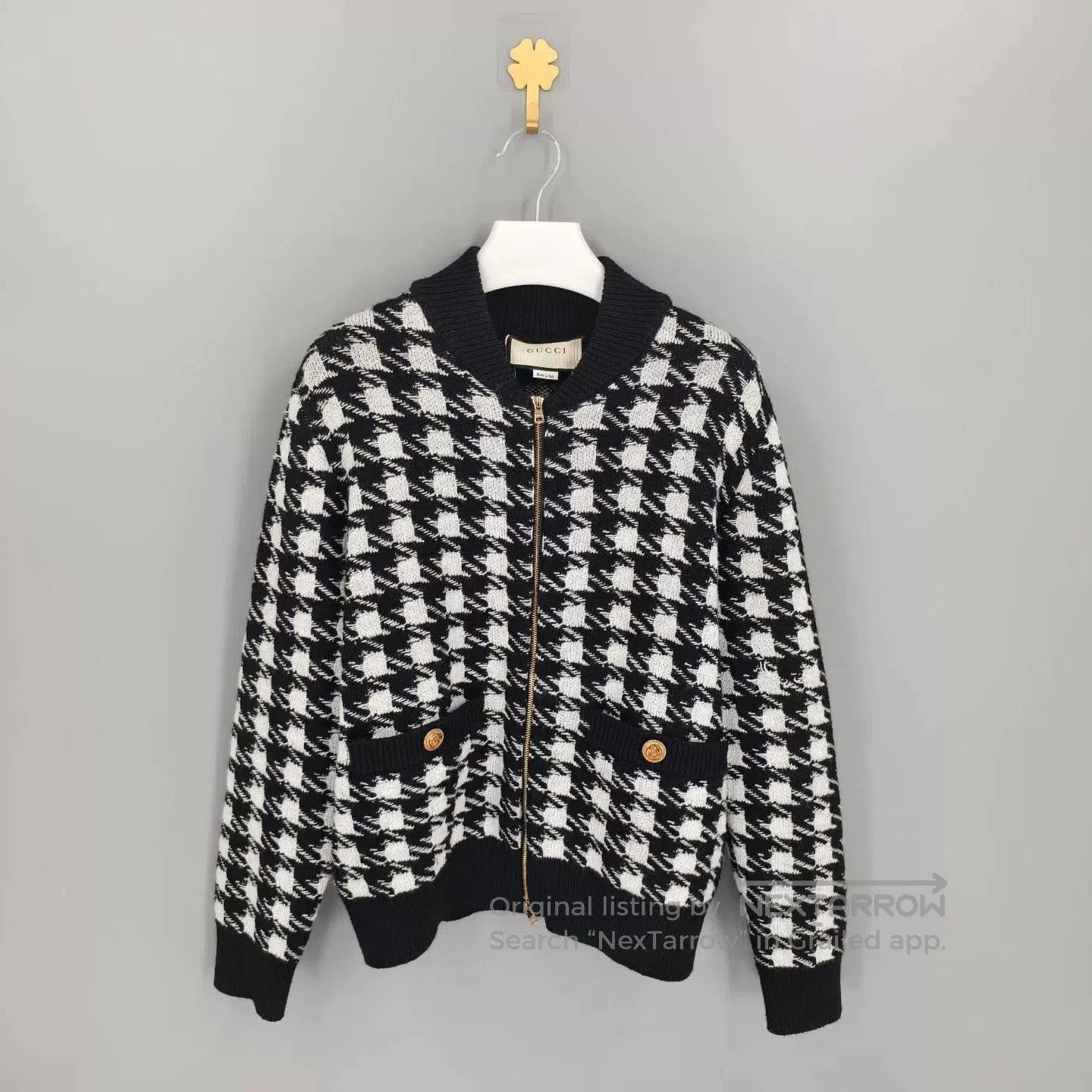Gucci gucci black and white houndstooth knit jacket. Size L / US 10 / IT 46 - 1 Thumbnail