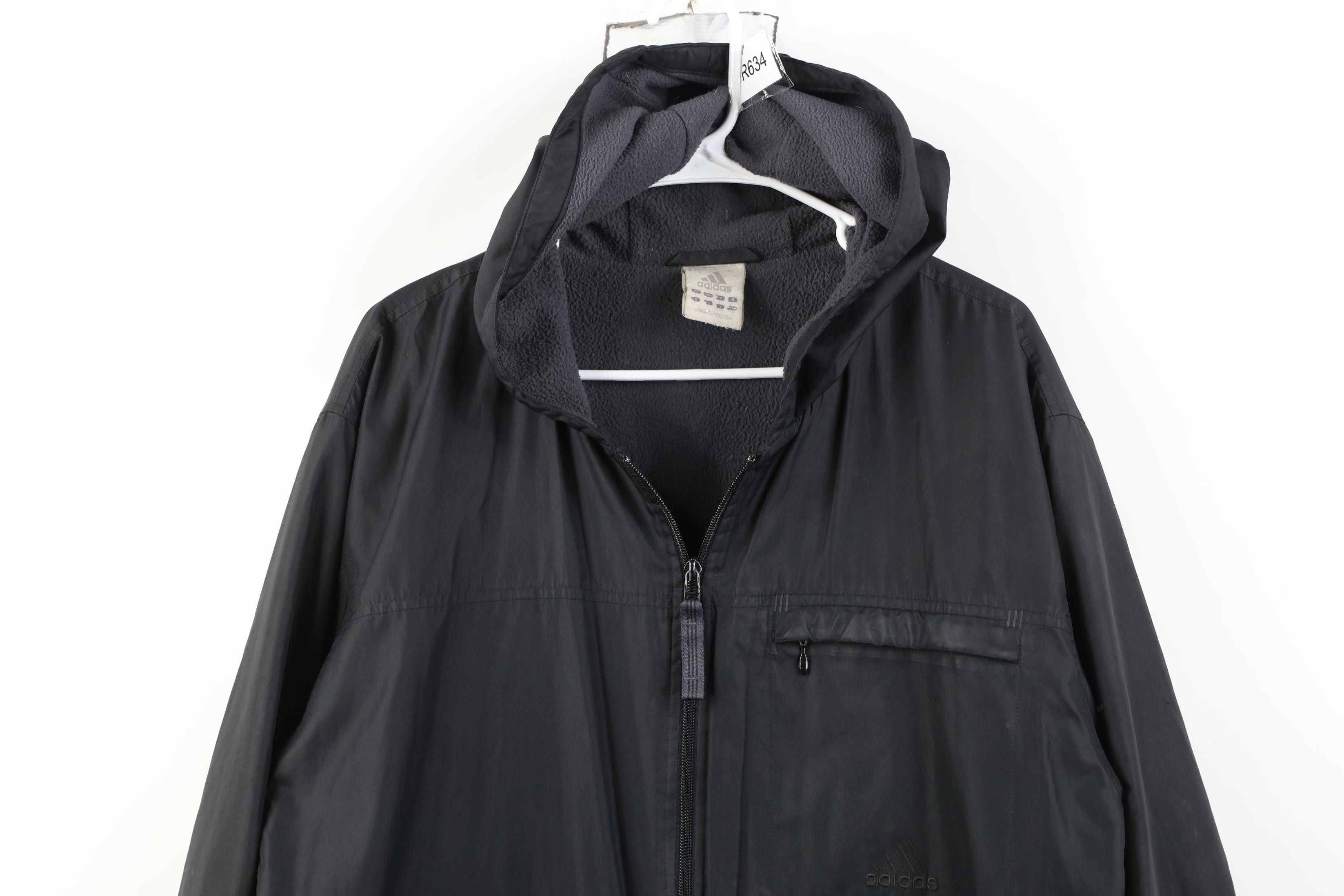 Adidas Vintage Adidas Spell Out Fleece Lined Hooded Jacket Black Size US L / EU 52-54 / 3 - 2 Thumbnail