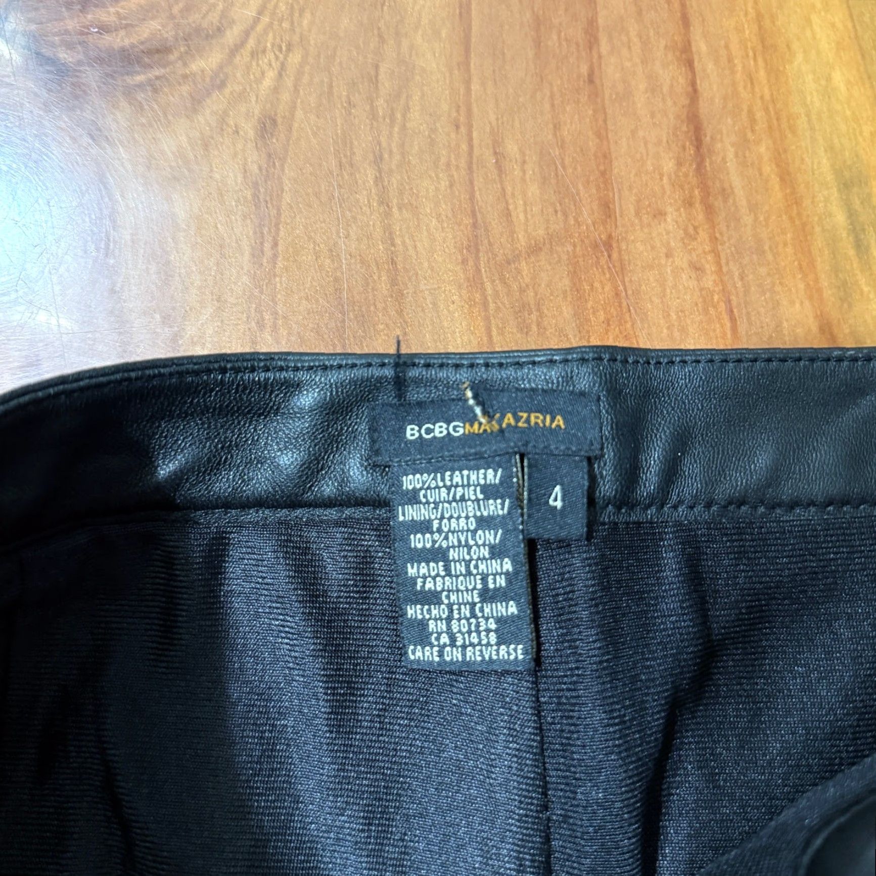 Bcbgmaxazria VINTAGE BCBGMAXAZRIA Pants Leather Bootcut Y2K Women's 4 Black, 28W Inseam 32, Flat Front, Zip, Dry Clean Only, Chic, Casual, Biker Lined Size 27" / US 4 / IT 40 - 4 Thumbnail