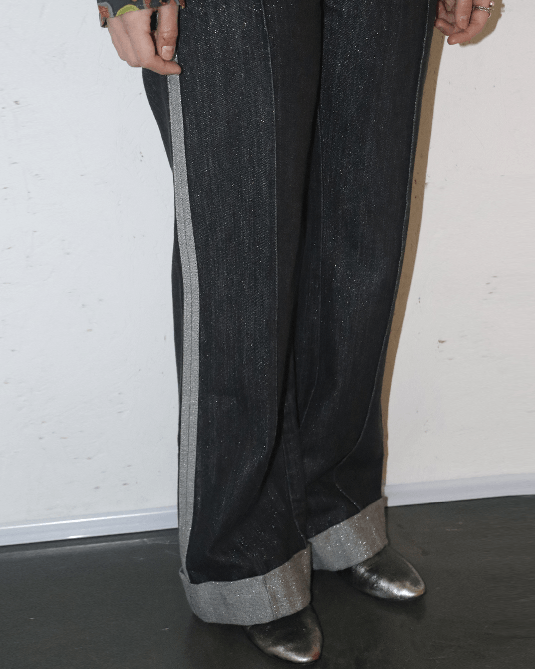 Jean Paul Gaultier Jean Paul Gaultier Glitter Pearl Black Denim Pants Size 28" / US 6 / IT 42 - 4 Thumbnail