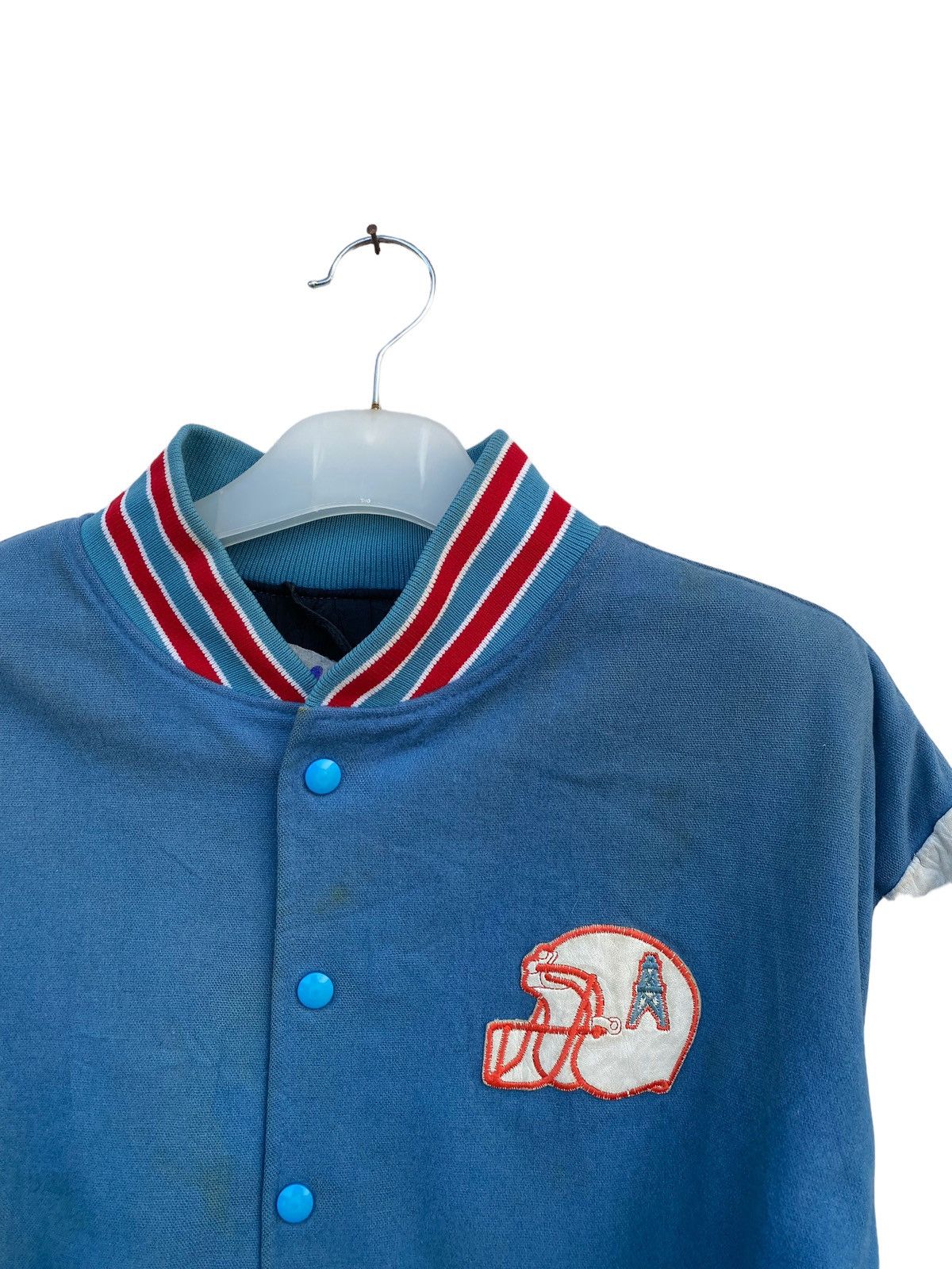 NFL VINTAGE HOUSTON OILERS DISTRESSED VARSITY JACKET Size US M / EU 48-50 / 2 - 4 Thumbnail