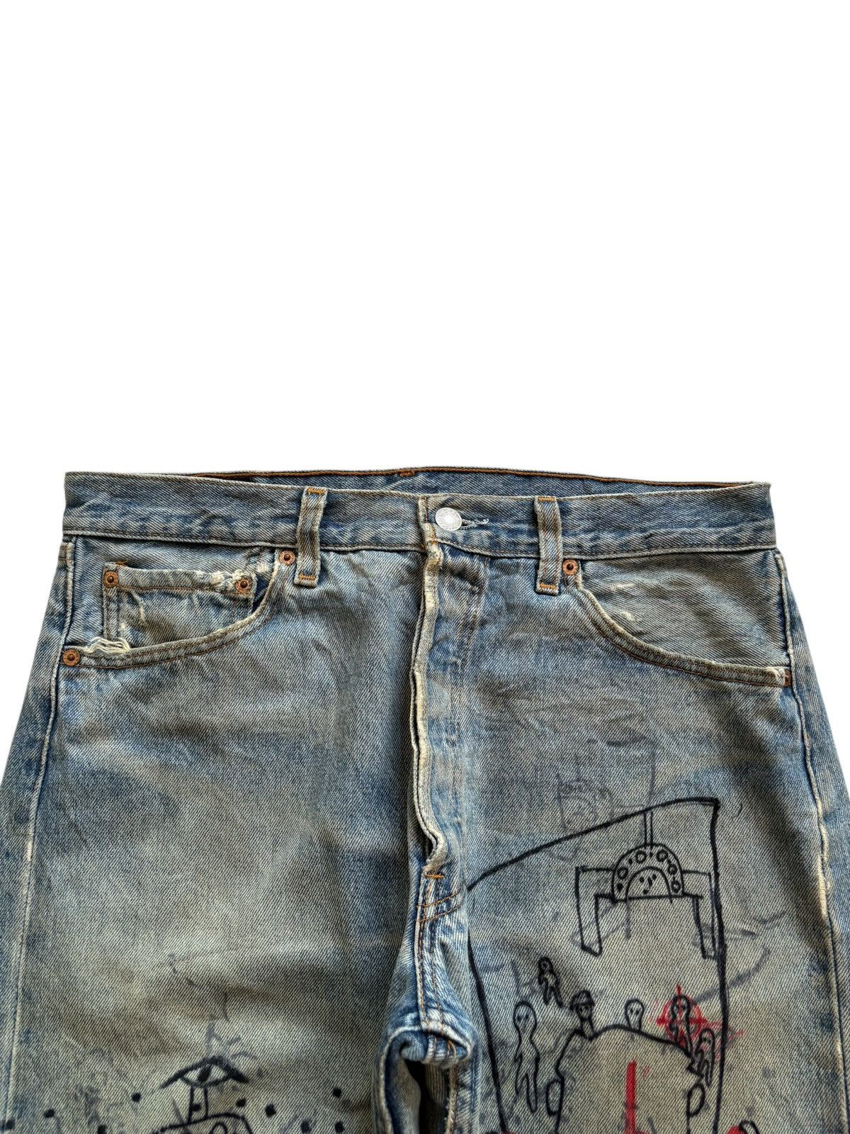Levi's × Levi's Vintage Clothing Vintage 90s Levis 501 Button Fly Painted Distress Loose Jean Size US 32 / EU 48 - 4 Thumbnail