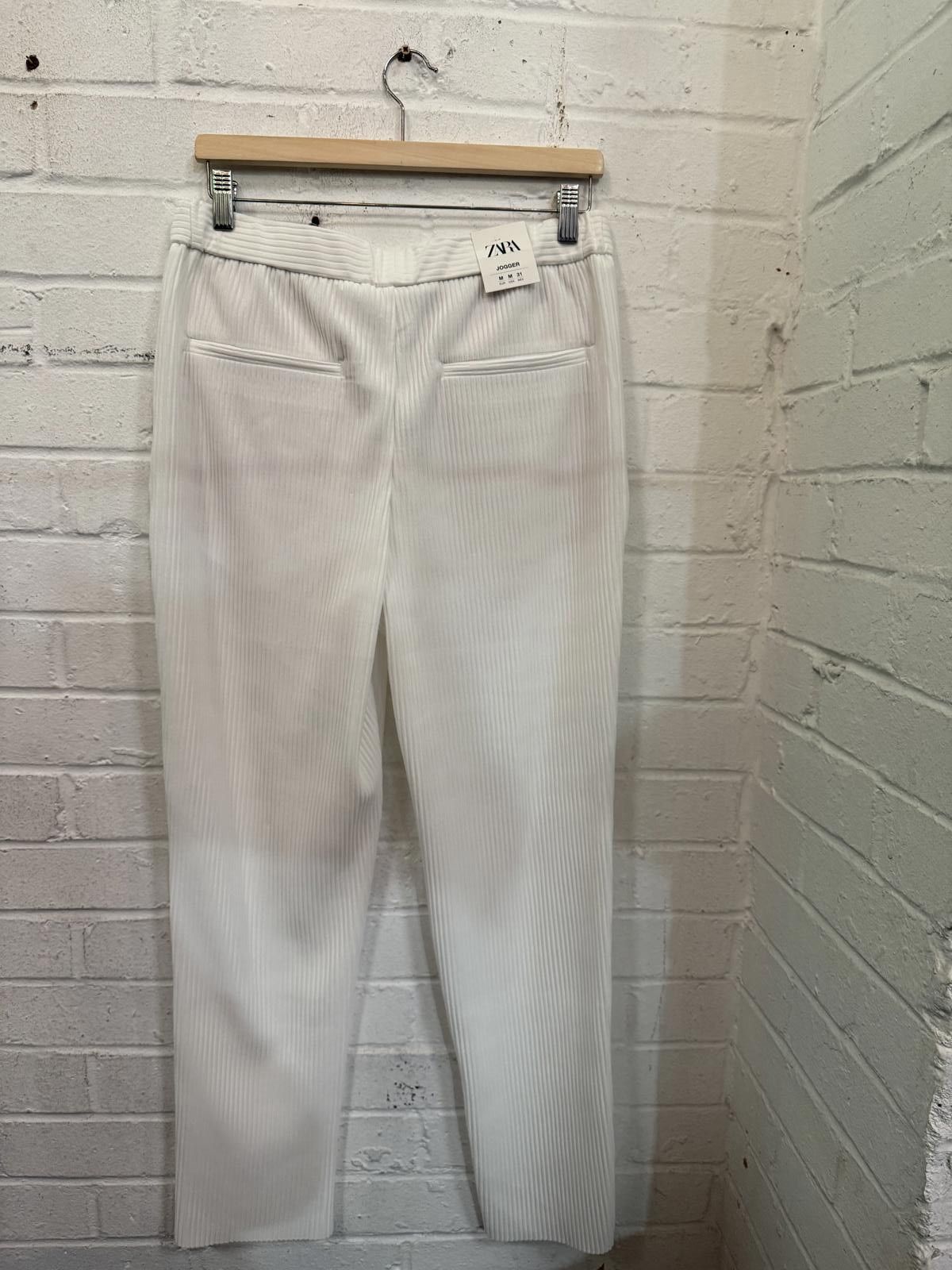 Zara Zara White Pinstripe Women's Pants Size 32" / US 10 / IT 46 - 2 Thumbnail