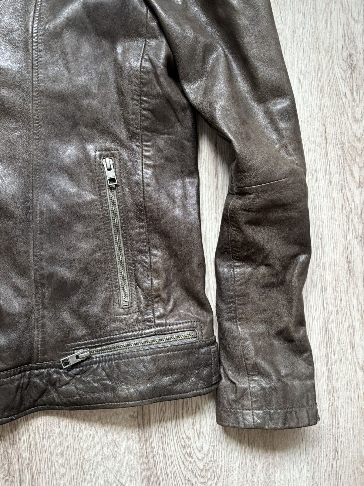 Allsaints AllSaints Conroy Leather Biker Jacket Men Size S Brown Moto Size US S / EU 44-46 / 1 - 4 Thumbnail
