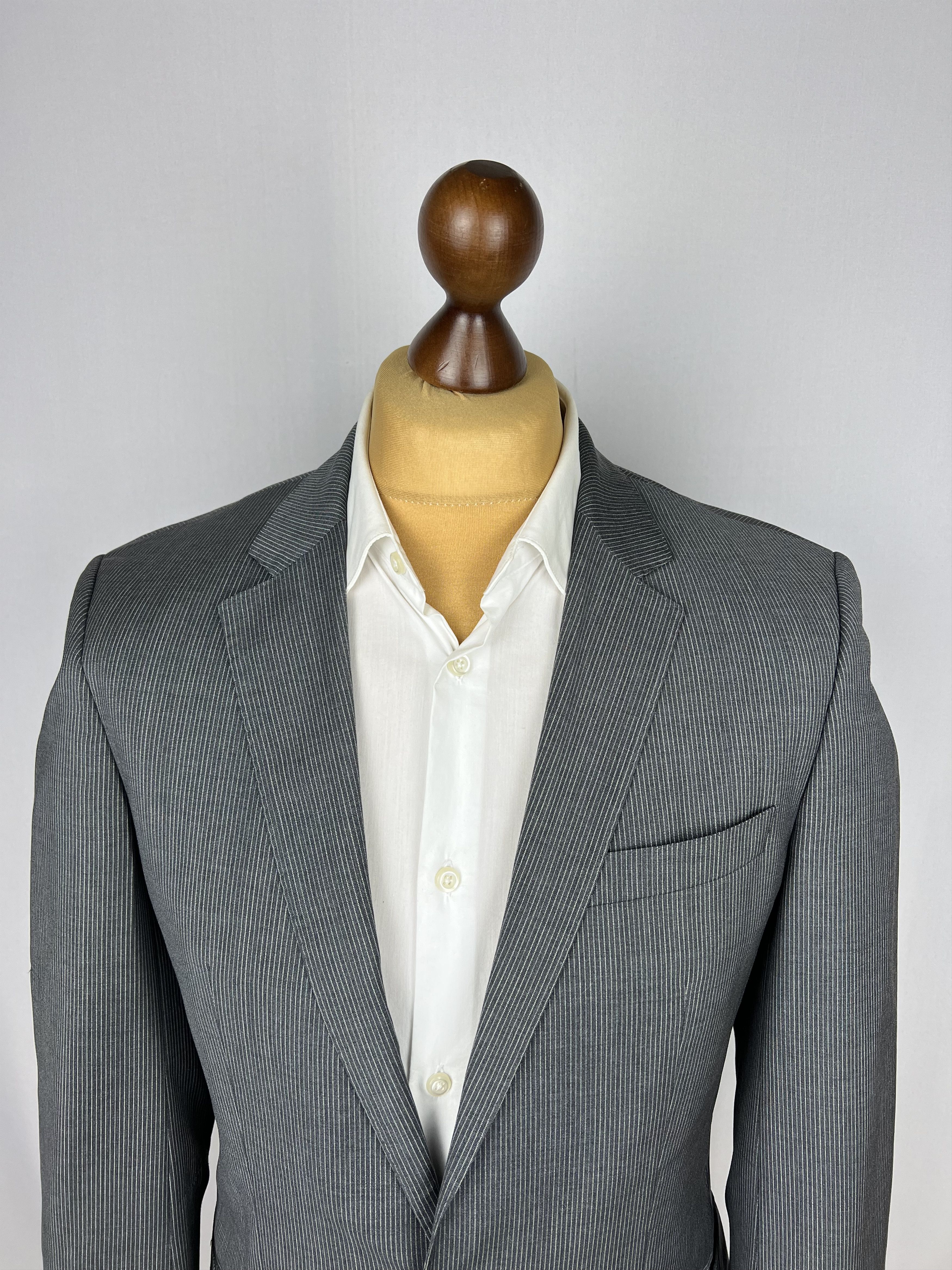 Hugo Boss by Lanificio Biella Woven Micro-Striped Wool 2 Piece Suit Size 38R - 5 Thumbnail