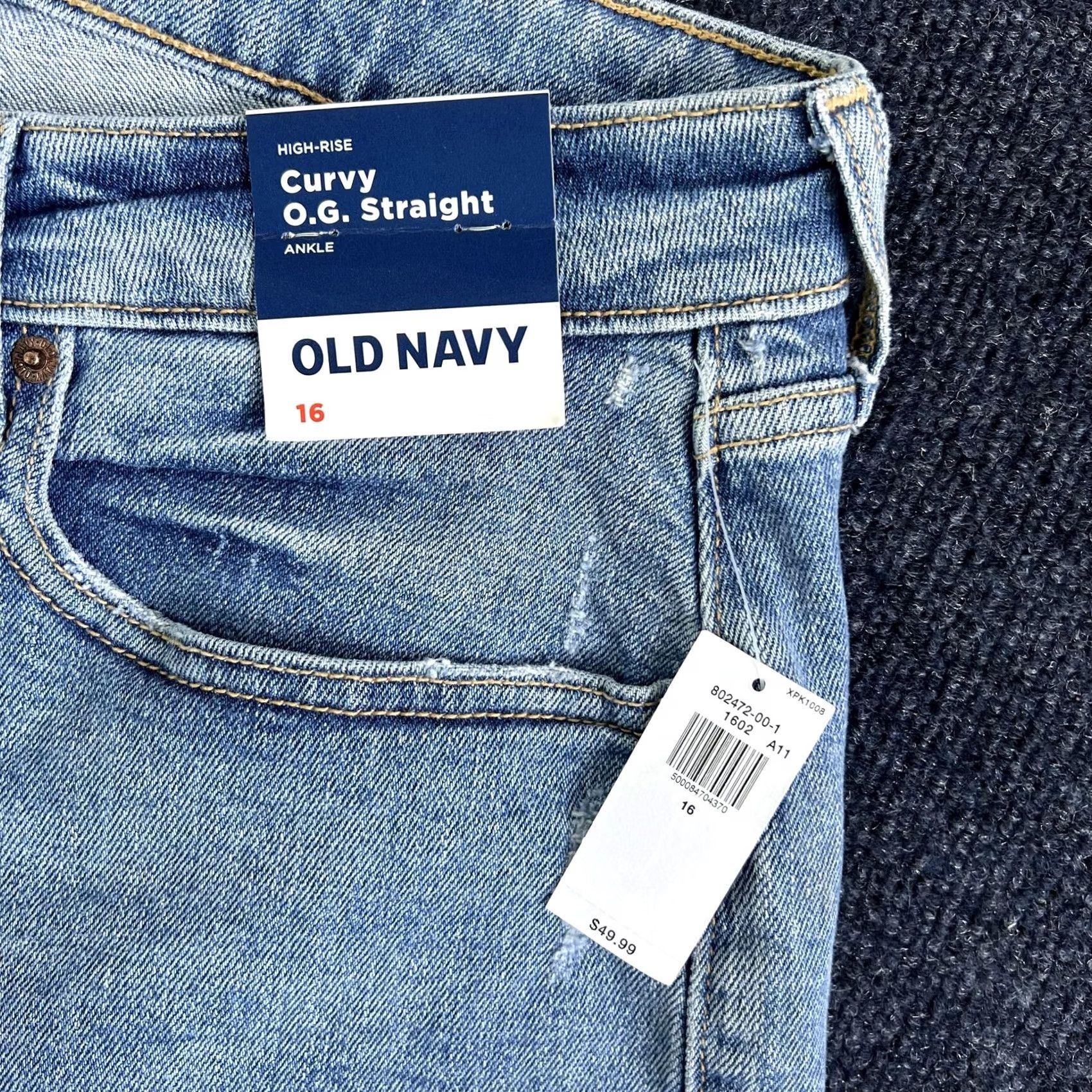 Old Navy Old Navy Curvy OG Straight Jeans Womens 16 Med Wash Blue High Rise Ankle Denim Size 38" / US 16 / IT 52 - 5 Thumbnail