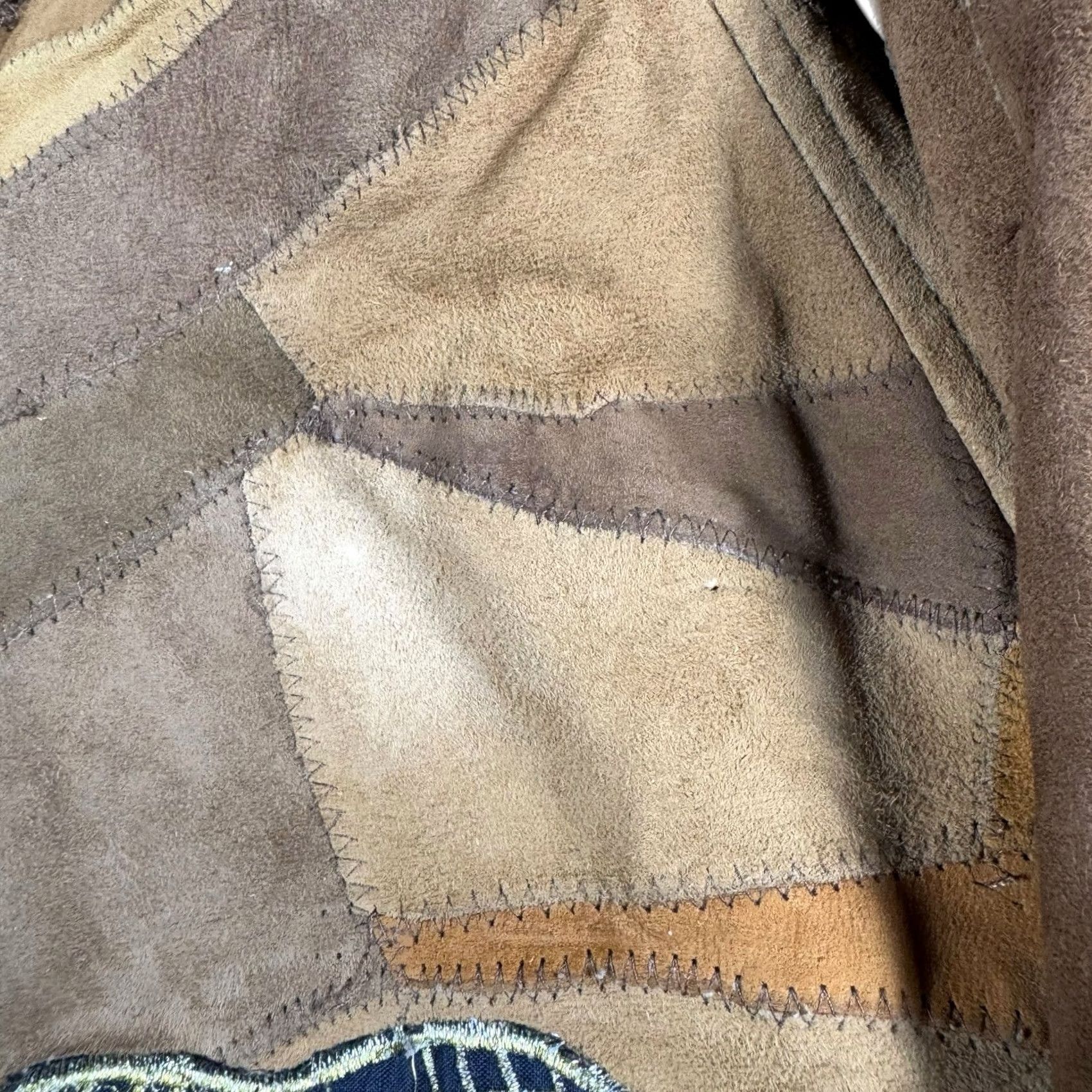 Etro VINTAGE Leather Jacket Women's XL Y2K Crochet Boho Hippie Retro Patchwork Brown 70s 90s Size XL / US 12-14 / IT 48-50 - 4 Thumbnail